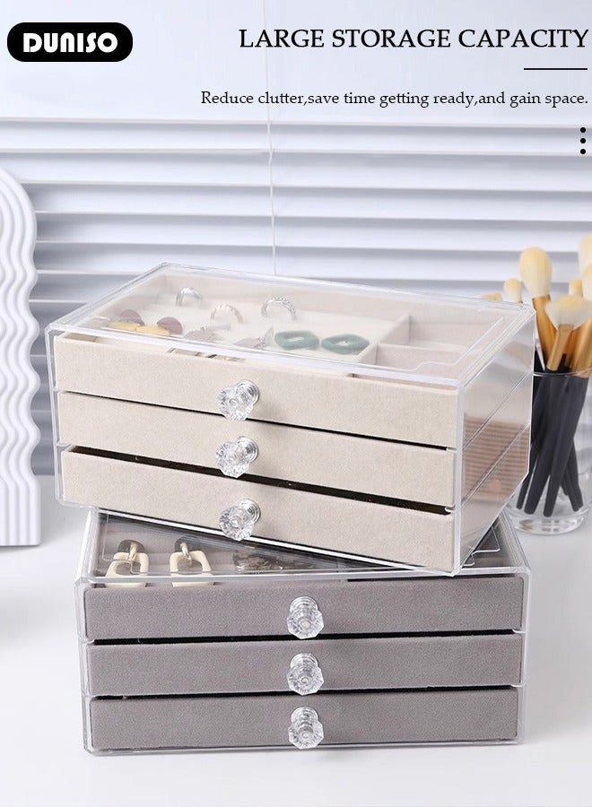 DUNISO Jewelry Box Organizer for Women,Earring Organizer Jewelry Organizer Box,3 Layer Jewelry Display Storage Box Large Jewelry Box for Necklaces and Bracelets Earring and Ring - Image 4
