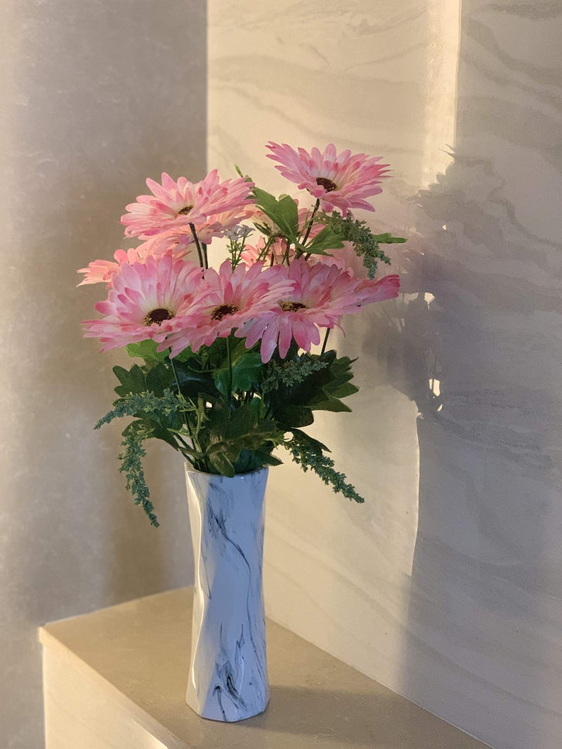 Fourwalls Beautiful Decorative Artificial Garabara Flower Bunches for Home décor (48 cm Tall, 10 Heads, Light/Pink) - Image 4