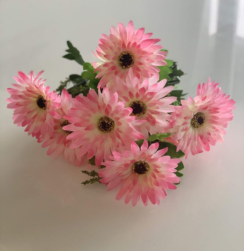Fourwalls Beautiful Decorative Artificial Garabara Flower Bunches for Home décor (48 cm Tall, 10 Heads, Light/Pink) - Image 5