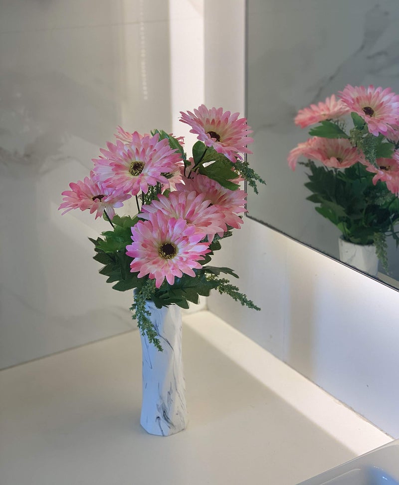 Fourwalls Beautiful Decorative Artificial Garabara Flower Bunches for Home décor (48 cm Tall, 10 Heads, Light/Pink) - Image 3