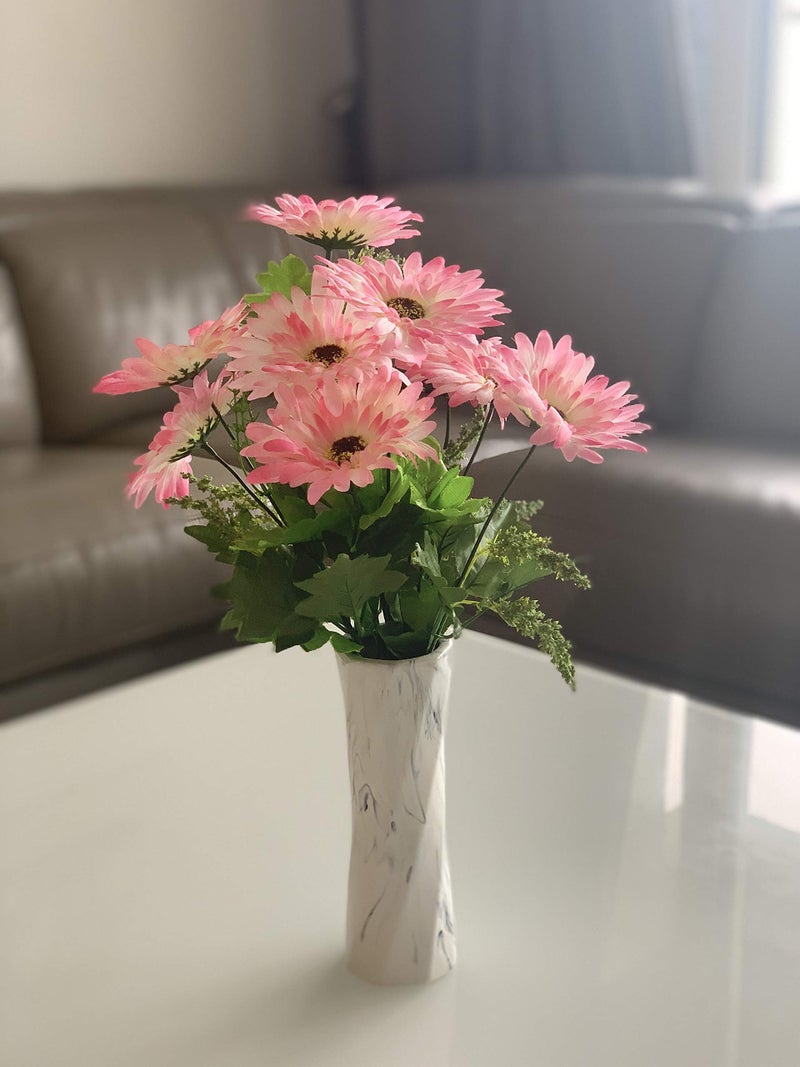 Fourwalls Beautiful Decorative Artificial Garabara Flower Bunches for Home décor (48 cm Tall, 10 Heads, Light/Pink) - Image 1