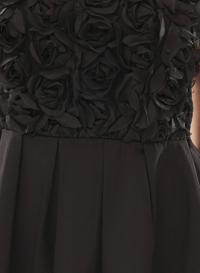 trendyol Black 3D Rose Detailed Mini Chic Dress - Image 3