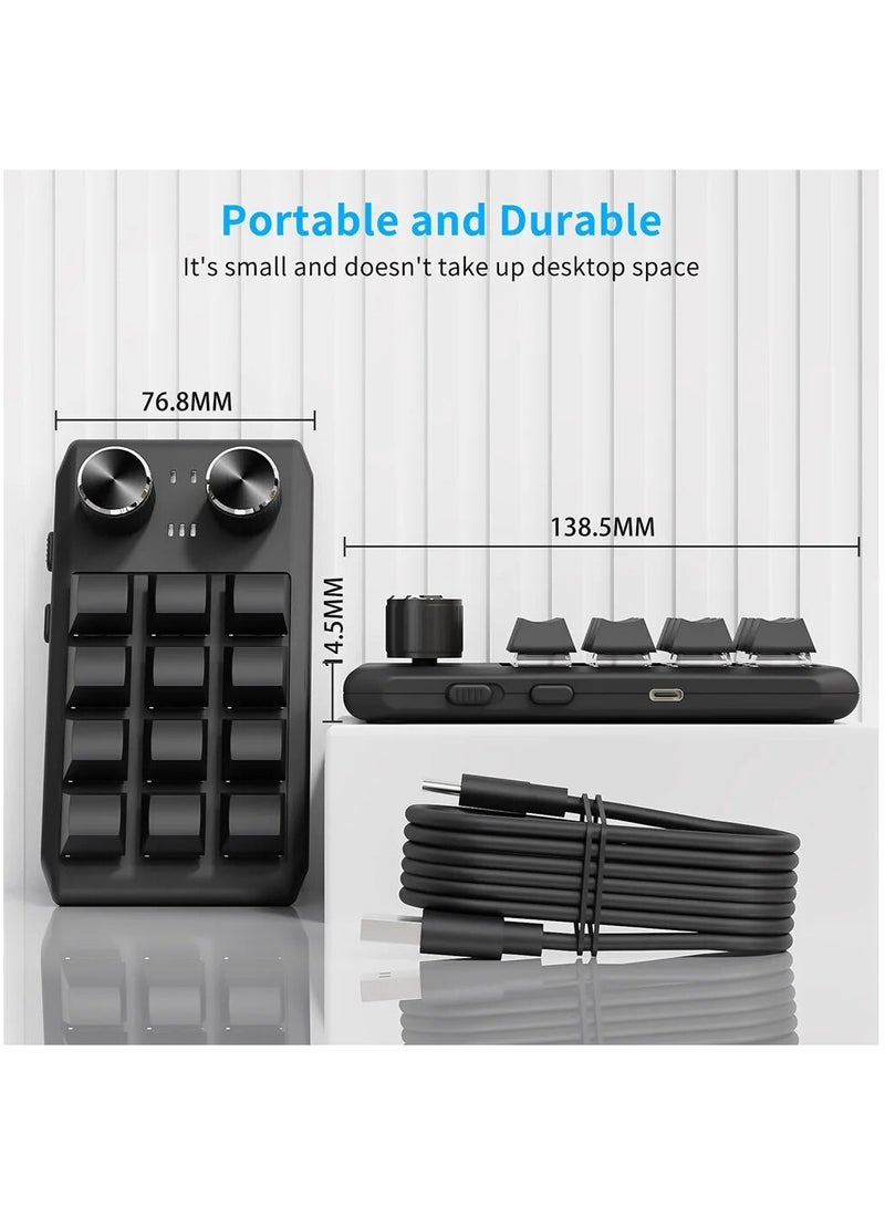 Programming Macro Custom 2 Knob Bluetooth Keyboard RGB 12 Key Copy Paste Mini Button Gaming Keypad Mechanical Hotswap Macropad