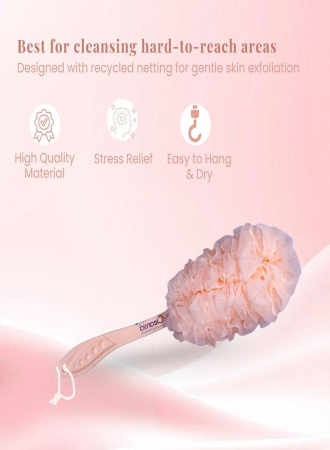 Cleansia Bath Loofah with Long Handle for Shower, Back Scrubber Exfoliating Body Wash Sponge for Men & Women, Gentle Skin Cleaner Bath Brush for Daily Use (Peach) - Image 5