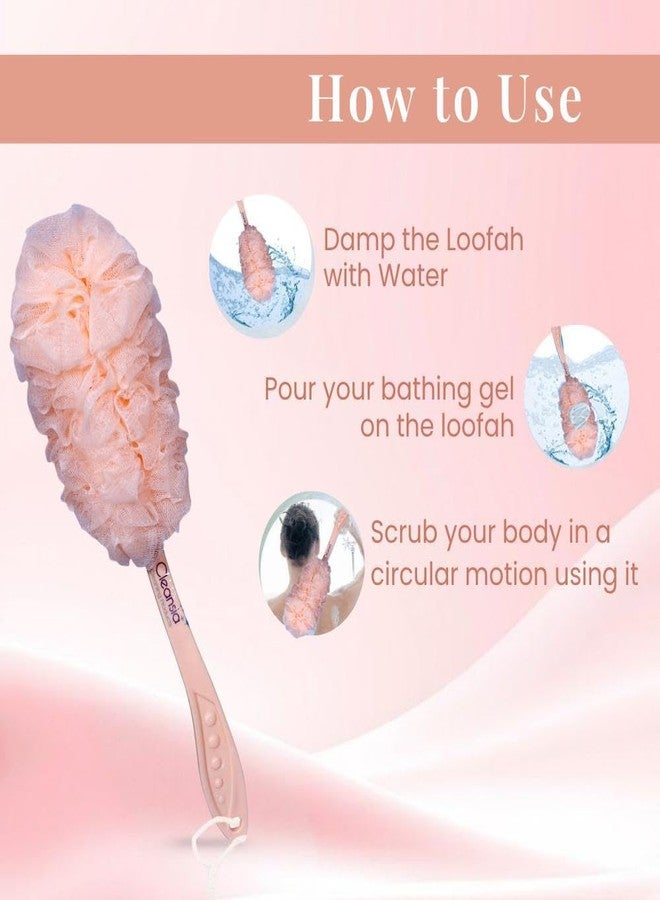 Cleansia Bath Loofah with Long Handle for Shower, Back Scrubber Exfoliating Body Wash Sponge for Men & Women, Gentle Skin Cleaner Bath Brush for Daily Use (Peach) - Image 4