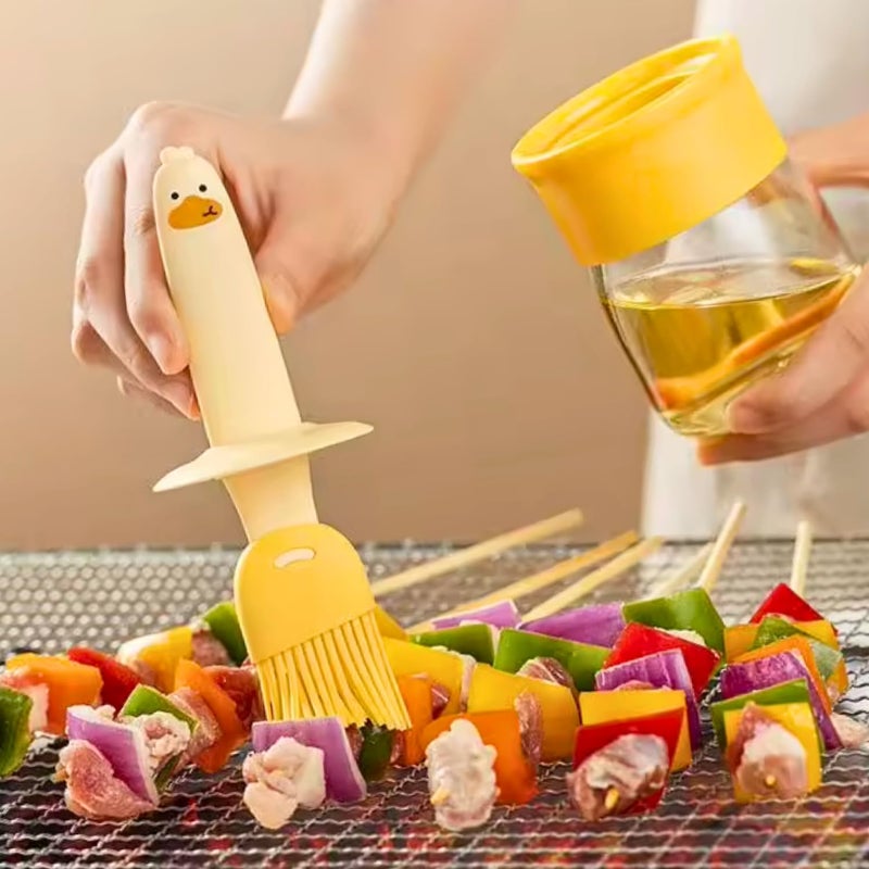 KhuHap Oil Dispenser Bottle with Silicone Basting Brush for Cooking Baking in Kitchen Home Restaurant Hotel Event Party for Catering Food Grade Cap200ml Pack of 1 Multicolor - Image 1