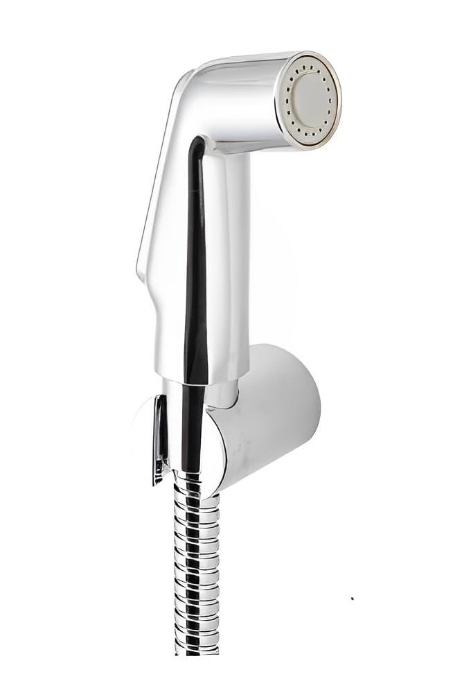 PARRYWARE Praseo Series Health Faucet/Toilet Gun (Chrome) | Stainless Steel Pipe, Wall Hook Included, ABS Body | Toilet Spray Gun/Health Faucet Set with Pipe/Hose and Wall Hook | T9920A1 - Image 1