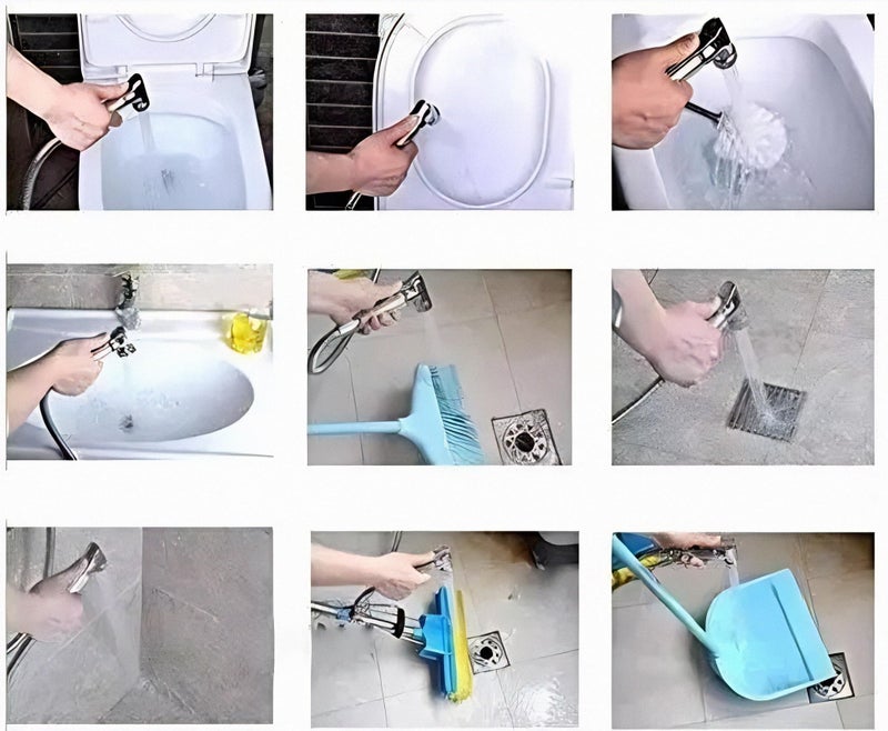 PARRYWARE Praseo Series Health Faucet/Toilet Gun (Chrome) | Stainless Steel Pipe, Wall Hook Included, ABS Body | Toilet Spray Gun/Health Faucet Set with Pipe/Hose and Wall Hook | T9920A1 - Image 2