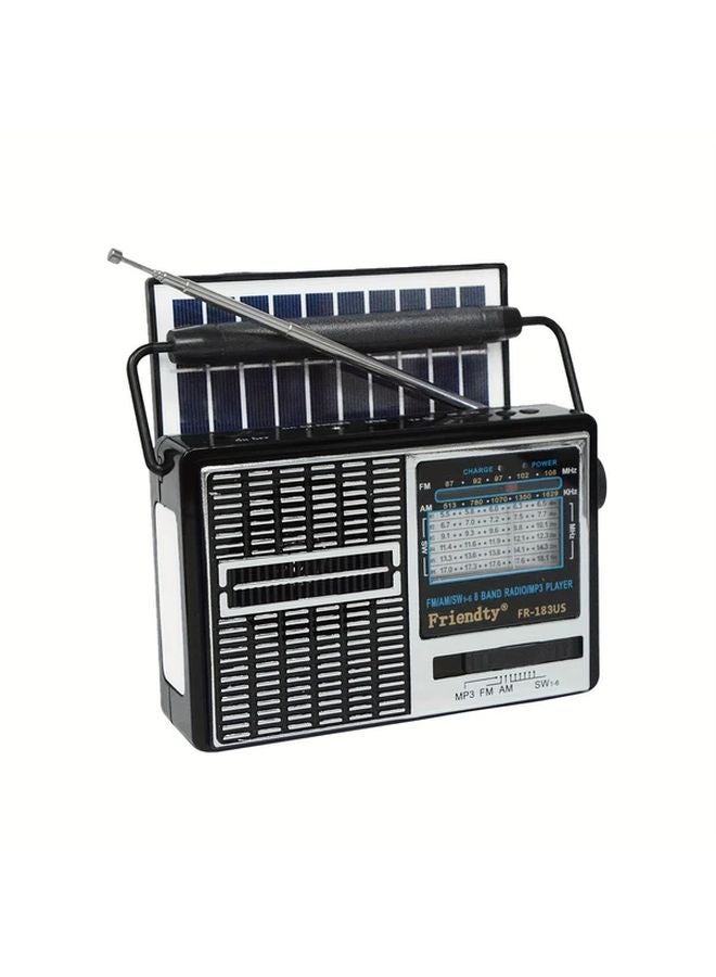 راديو أسود محمول AM/FM مع مشغل USB وبطاقة TF وفلاش وعرض رقمي - Image 1