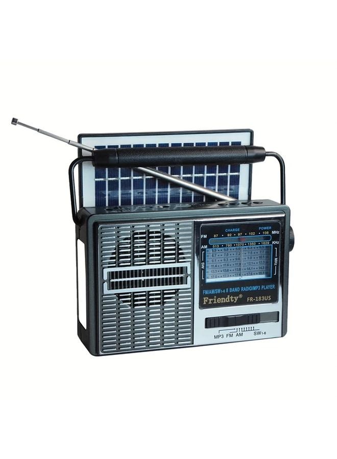 راديو أسود محمول AM/FM مع مشغل USB وبطاقة TF وفلاش وعرض رقمي - Image 3