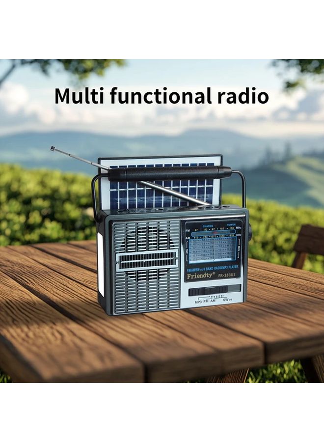 راديو أسود محمول AM/FM مع مشغل USB وبطاقة TF وفلاش وعرض رقمي - Image 4