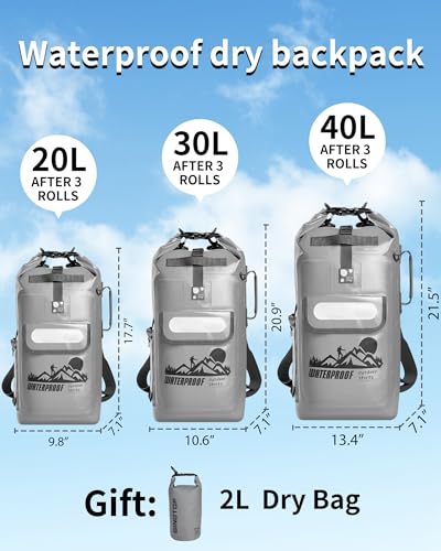 IDRYBAG Dry Bag Backpack Waterproof Floating 20L/30L/40L, Dry Bags Waterproof Backpack for Men, Dry Sack Waterproof Bag Kayak - Image 5