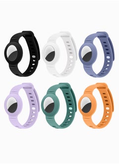 Colorful Waterproof Silicone Wristband for Apple AirTag Ideal for Kids and Elders 6 Pack