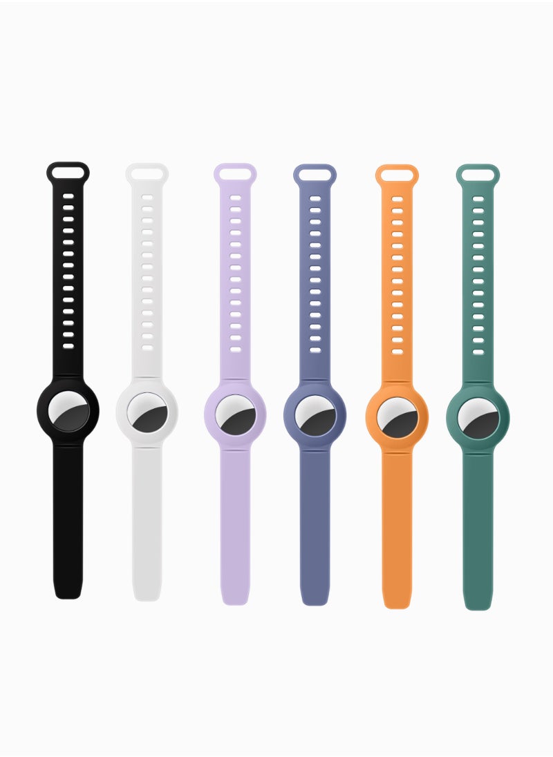 Generic - Colorful Waterproof Silicone Wristband for Apple AirTag Ideal for Kids and Elders 6 Pack - Image 1