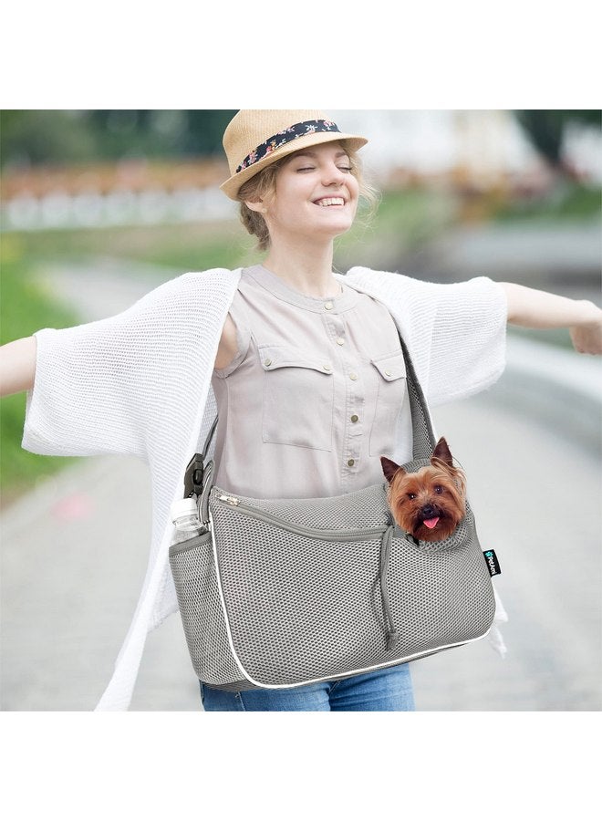 PetAmi PetAmi Small Dog Sling Carrier, Soft-Sided Crossbody Puppy Carrying Purse Bag, Adjustable Sling Pet Pouch to Wear Medium Cat Travel, Dog Bag for Traveling Breathable, Poop Bag Dispenser, Stripe Black - Image 4