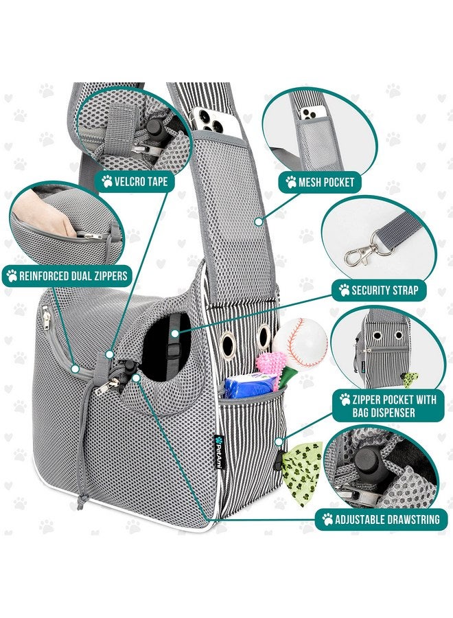 PetAmi PetAmi Small Dog Sling Carrier, Soft-Sided Crossbody Puppy Carrying Purse Bag, Adjustable Sling Pet Pouch to Wear Medium Cat Travel, Dog Bag for Traveling Breathable, Poop Bag Dispenser, Stripe Black - Image 3