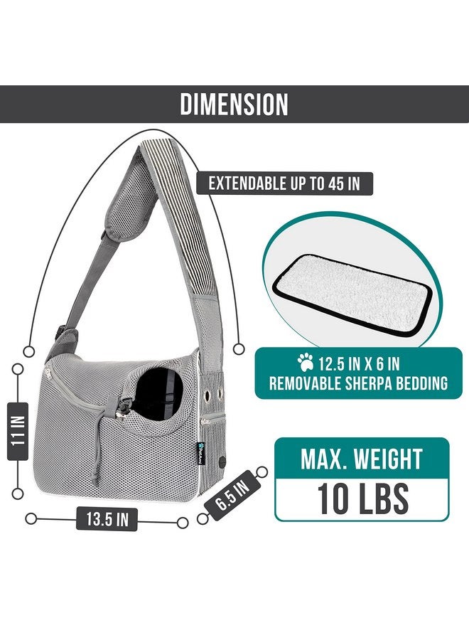 PetAmi PetAmi Small Dog Sling Carrier, Soft-Sided Crossbody Puppy Carrying Purse Bag, Adjustable Sling Pet Pouch to Wear Medium Cat Travel, Dog Bag for Traveling Breathable, Poop Bag Dispenser, Stripe Black - Image 2