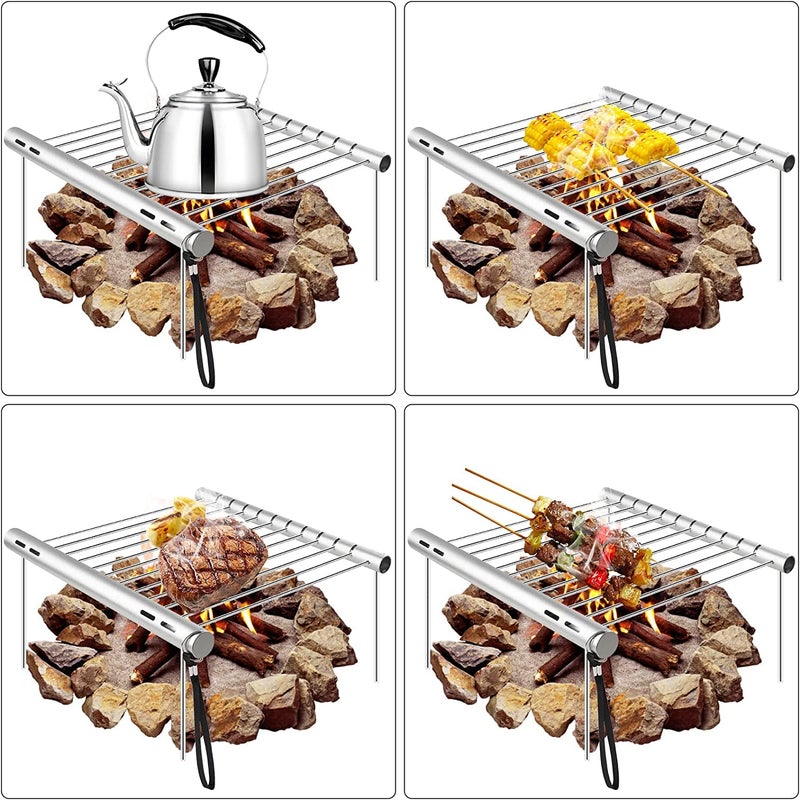 Mokshith Mokshith Portable Camping Grill Folding Compact Stainless Steel Charcoal Barbeque Grill Mini BBQ Pocket for Picnics Backpacking Backyards Survival  - Image 2