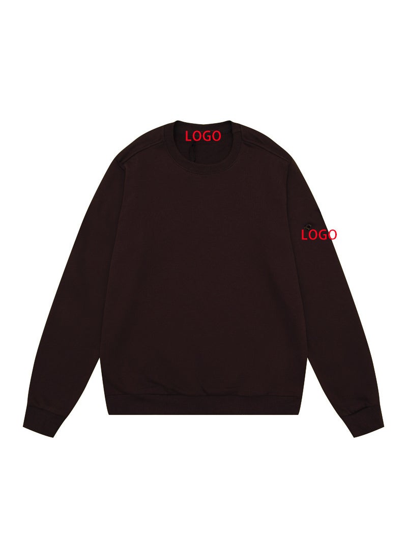 Generic - High-End Stone 20Ss Stone Compass Badge Basic Pullover Functional Casual Mens and Womens Round Neck Sweatshirt Island Brown - Image 1