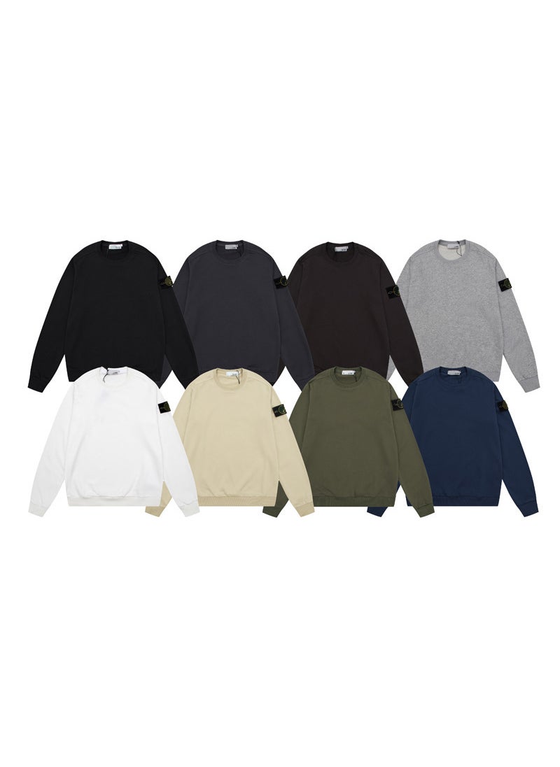 Generic - High-End Stone 20Ss Stone Compass Badge Basic Pullover Functional Casual Mens and Womens Round Neck Sweatshirt Island Brown - Image 1