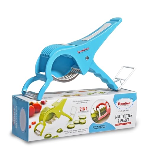 Homfine 2in1 Multi Cutter & Peeler Extra Sharp Stainless Steel Blades for Multipurpose Use in Kitchen Pleeling and Cutting Vegetables, Fruits (1Pc, Color May Vary) - Image 1