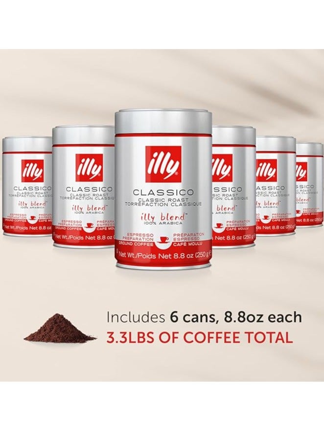 Illy Arabica Coffee Blend Medium Roast Classico Ground Espresso (8.8oz Can)- Pack of 6 - Image 2