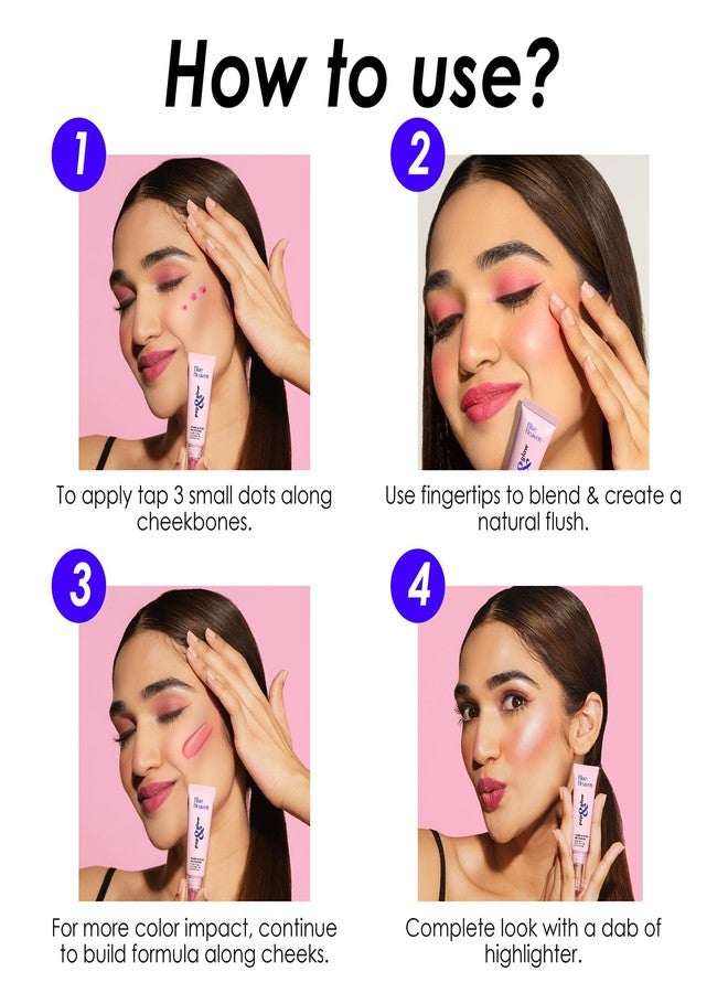 Blue Heaven Pop & Glow Eye & Cheek tint blusher for face makeup, Blush enriched with Rosehip and Coconut oil - Spicy Pink, 12ml - Image 5