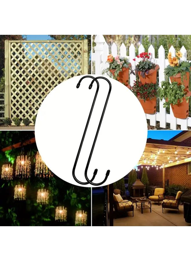 4pcs Heavy Duty Large Curved S Hooks Black Iron For Kitchen Garden Patio Hanging - Image 5