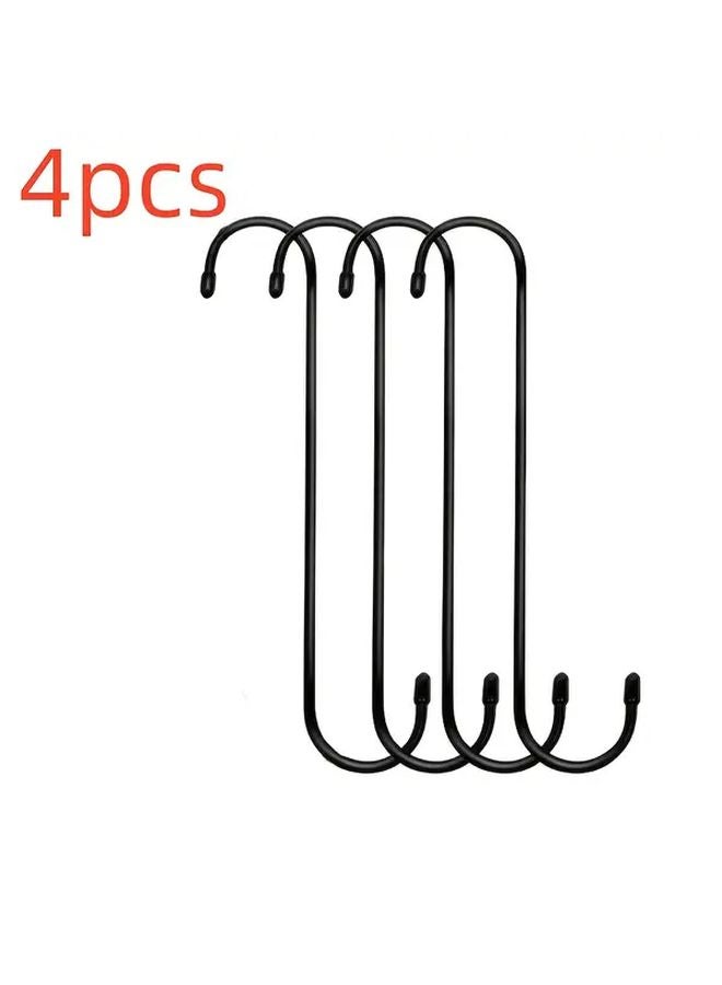 4pcs Heavy Duty Large Curved S Hooks Black Iron For Kitchen Garden Patio Hanging - Image 1