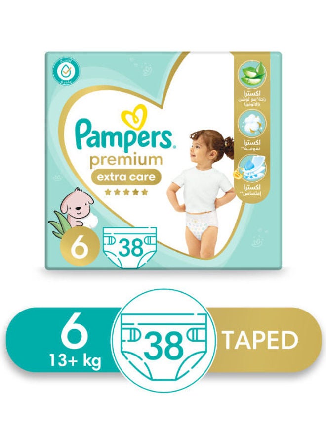 Pampers Premium EXTRA CARE Diapers, Size 6, 38 Baby Diapers - Image 1