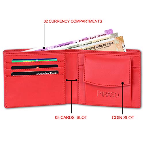 PIRASO Classy Look Matte Red Leather Men's Wallet - Image 3