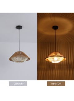 Ganeed Hand Woven Bamboo Pendant Light Vintage Farmhouse Rattan Pendant Lighting Fixture Mini Retro Boho Wicker Pendant Light for Kitchen Island, Bedroom, Dining Room, Hallway, Living Room  - Image 4
