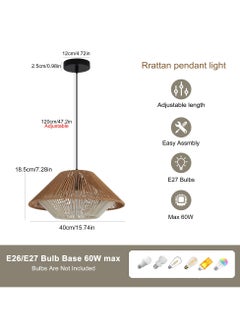 Ganeed Hand Woven Bamboo Pendant Light Vintage Farmhouse Rattan Pendant Lighting Fixture Mini Retro Boho Wicker Pendant Light for Kitchen Island, Bedroom, Dining Room, Hallway, Living Room  - Image 3