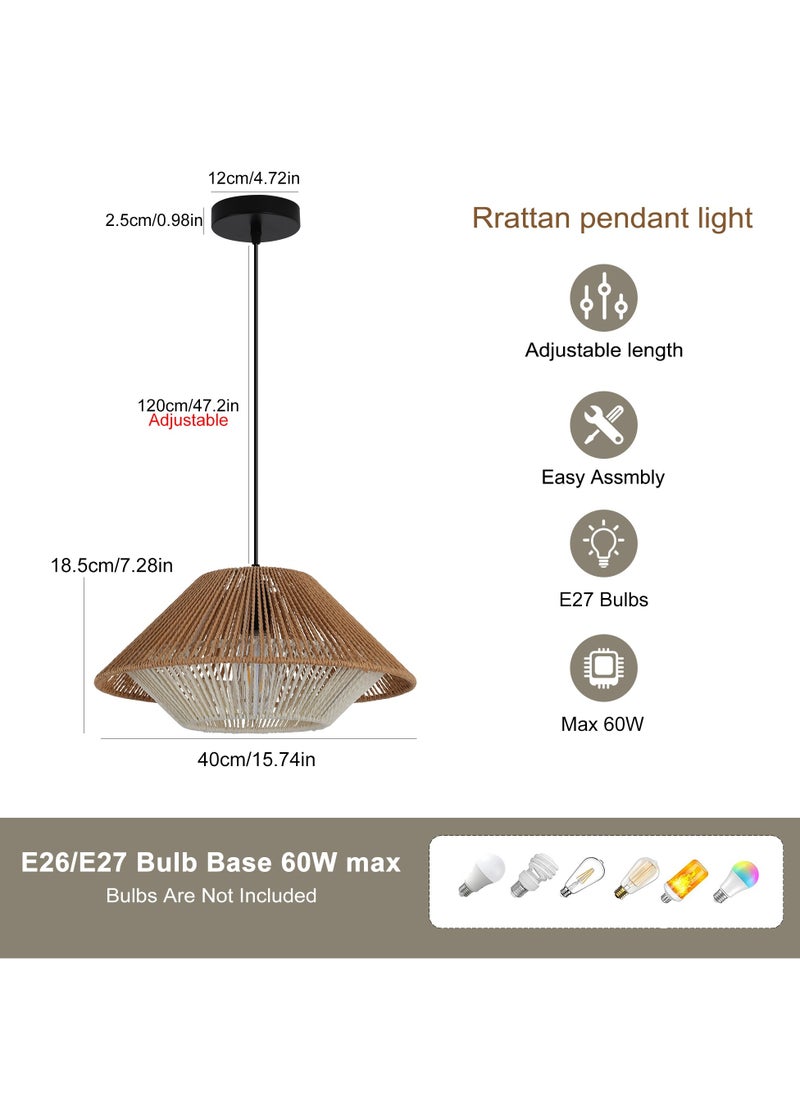 Ganeed Hand Woven Bamboo Pendant Light Vintage Farmhouse Rattan Pendant Lighting Fixture Mini Retro Boho Wicker Pendant Light for Kitchen Island, Bedroom, Dining Room, Hallway, Living Room  - Image 3