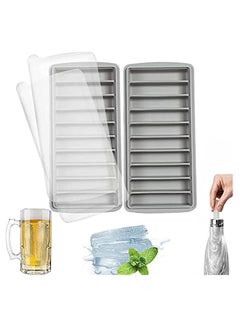 Narrow Ice Stick Cube Trays, Long Ice Stick Tray Silicone with Lid, Rectangular Narrow Stick, Reusable, Flexible, Easy Release, Ideal for Sports and Water Bottles, Juice Bottles, Parties