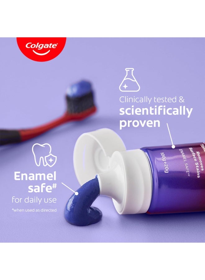 كولجيت معجون أسنان كولجيت فيزيبل وايت بيربل لتبييض الأسنان، يساعد على إزالة البقع السطحية، وتبييض الأسنان الصفراء، آمن على مينا الأسنان للاستخدام اليومي، 120 جرام - Image 5