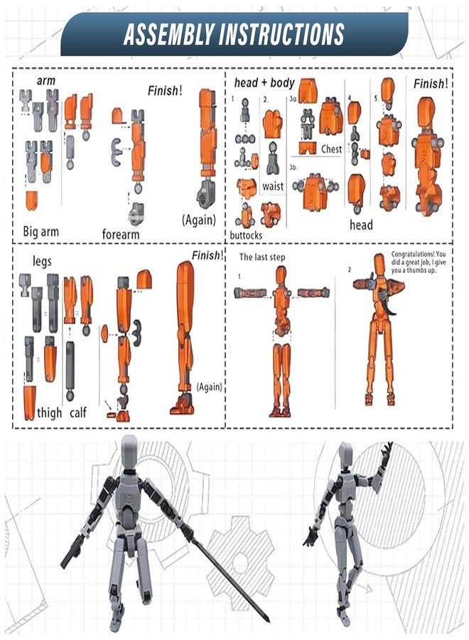 Homeaura Stick Titans T13 Action Figure Portable and Poseable Model Toy with High Degree of Freedom, Multi Articulated Mobile Robot Doll for Desktop Decoration (4 Colors: Red, Blue, Yellow, and White) - Image 4