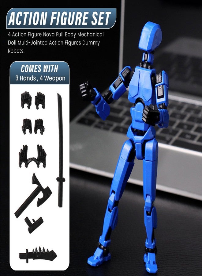 Homeaura Stick Titans T13 Action Figure Portable and Poseable Model Toy with High Degree of Freedom, Multi Articulated Mobile Robot Doll for Desktop Decoration (4 Colors: Red, Blue, Yellow, and White) - Image 2