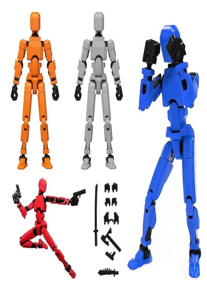 Homeaura Stick Titans T13 Action Figure Portable and Poseable Model Toy with High Degree of Freedom, Multi Articulated Mobile Robot Doll for Desktop Decoration (4 Colors: Red, Blue, Yellow, and White) - Image 1