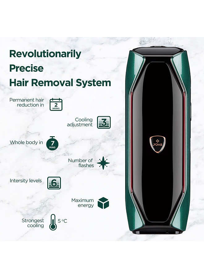 JOVS X IPL Hair Removal Device at-Home Permanent Painless Hair Remover Machine SR Skin Rejuvenation Unlimited Flashes with 41°F Sapphire Cooling System for Bikini Leg Arm Armpit Facial Hair