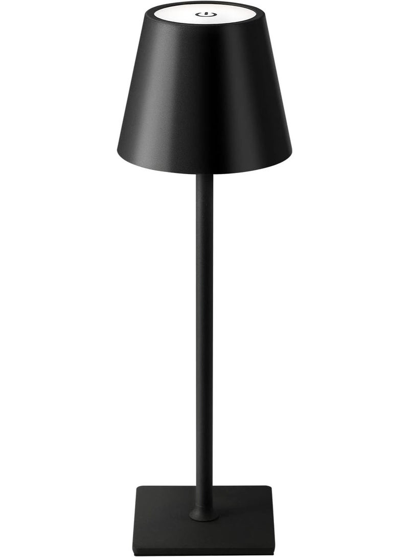 Wireless Table Lamp, Portable LED Desk Lamp with 5000mAh Battery, 3-Stepless Dimming Colors, for Restaurant/Bedroom/Bars/Outdoor Parties/Camping/Café, Night Light (Black) - Image 2
