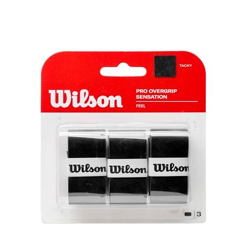 Wilson Polyester Tennis Pro Sensation Feel Overgrip, Black, Pack of 3 - Image 1