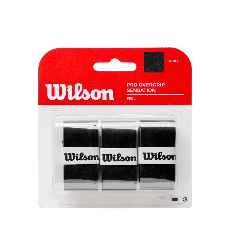 Wilson Polyester Tennis Pro Sensation Feel Overgrip, Black, Pack of 3 - Image 4