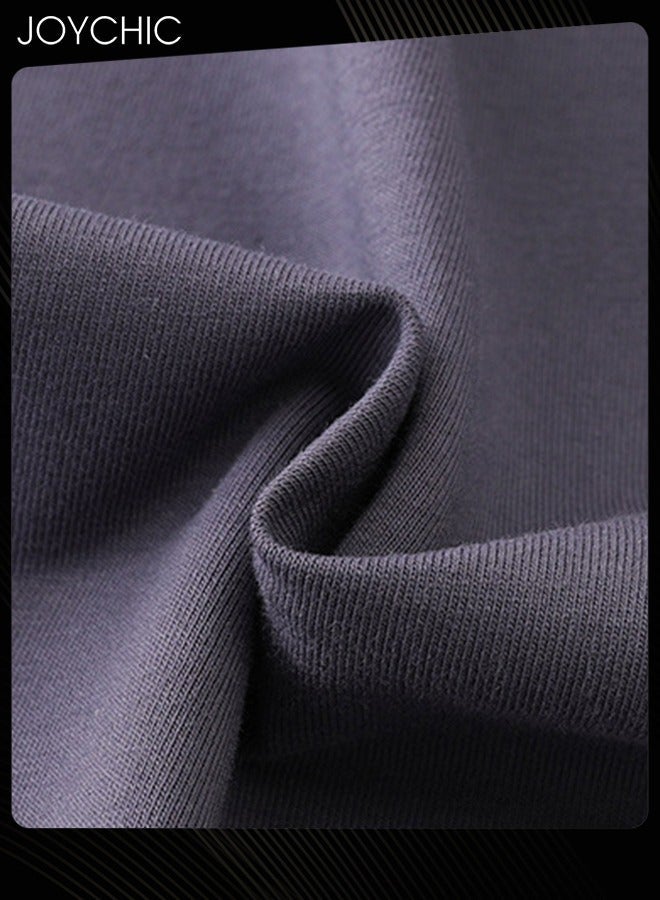 NIBEMINENT 3-piece Classic Spring and Autumn Pajamas Set for Men Modal Skin-friendly Short-sleeved Trousers Sleepwear Cotton Silk V Neck Home Clothes with Pockets Grey - Image 2