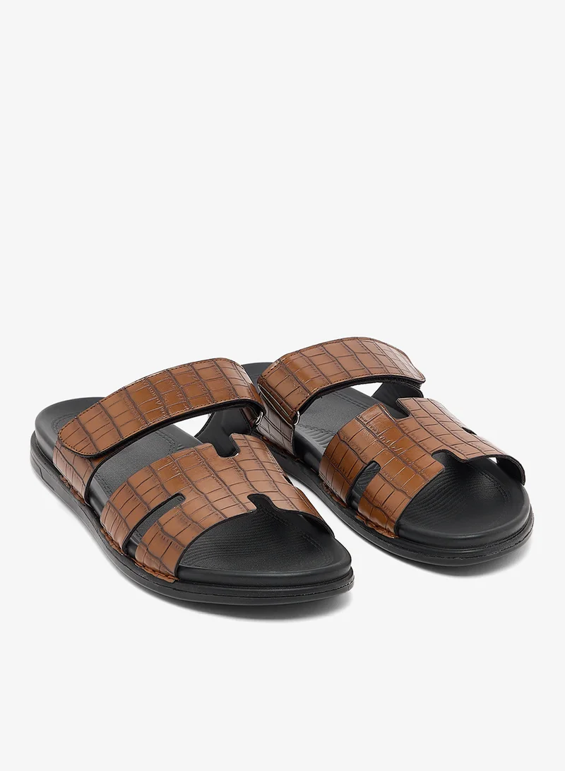 Comfort Footbed Croc Emboss Slider Sandals