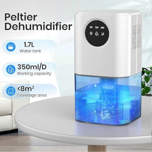 Techzere Electric Dehumidifier with Ambient Light 350ml/Day With 1700 ml Water Tank Capacity 45 Watts for Small Rooms & Spaces - Image 4