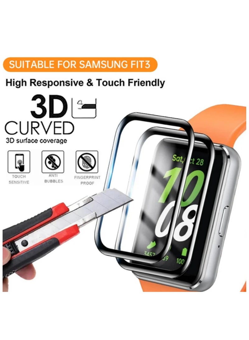 3pack 3D Protective Film For Samsung Galaxy Fit 3 Screen Protector Anti-scratch Soft Films For Galaxy Fit 3 Smartwatch Protector Films - Image 4