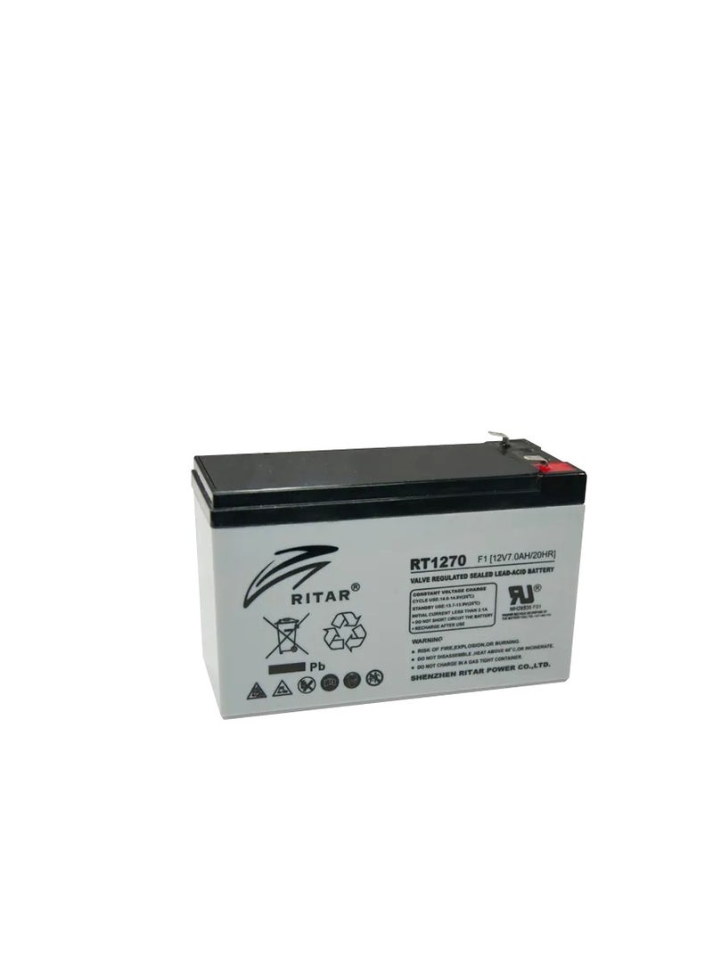 Ritar Lead Acid Battery, RT1270, 12V, 7 Ah - Image 2