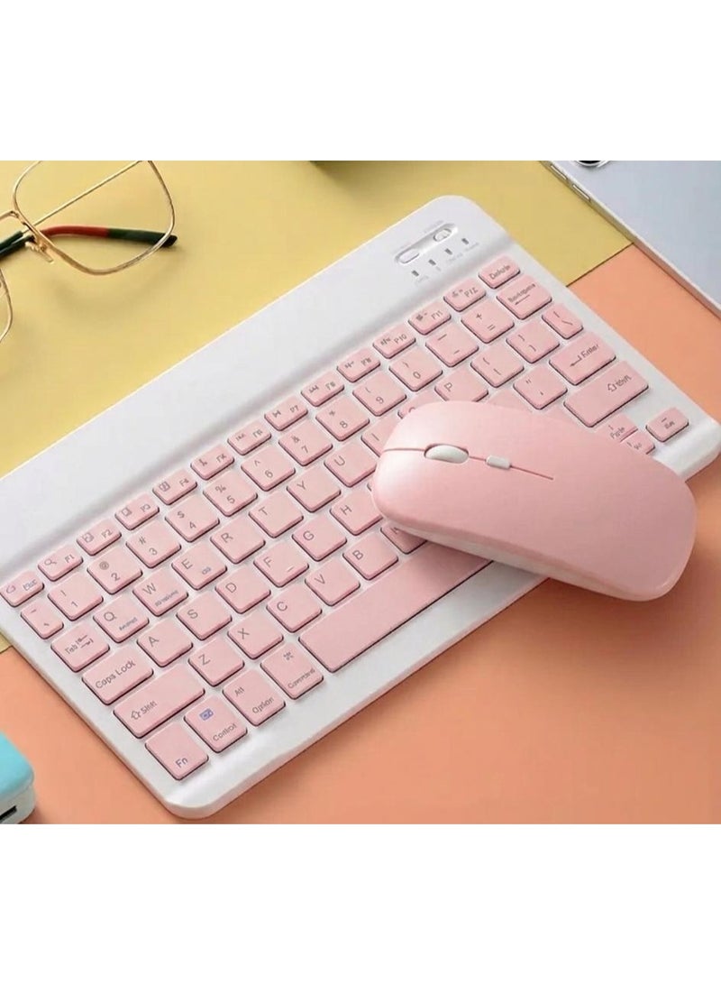 Wireless Keyboard and Mouse Combo - Slim, Rechargeable, Bluetooth & 2.4GHz - Ultra Slim Keyboard with Mouse for Laptops, Tablets, PCs, and MacBooks (Pink) - Image 1