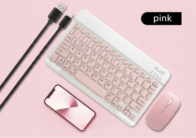 Wireless Keyboard and Mouse Combo - Slim, Rechargeable, Bluetooth & 2.4GHz - Ultra Slim Keyboard with Mouse for Laptops, Tablets, PCs, and MacBooks (Pink) - Image 4